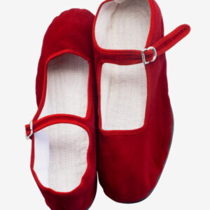 red Mary Jane velvet shoes